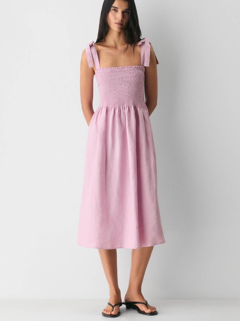 Aritzia Wilfred Golden Hour 100% Linen Midi Dress